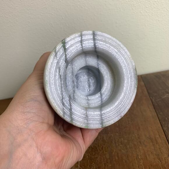 Vintage White Gray Veined Solid Marble Convertible Column Candle Holder Italy - Picture 5 of 6